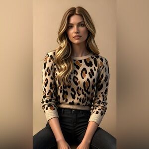 NWT A New day is Leopard Pattern Crew Neck Sweater - Size M